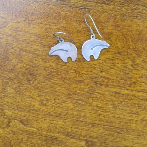 Spirit Bear Dangle Earrings w/ heart line - Picture 2 of 3